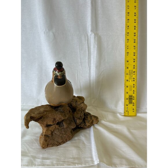 Hand-Carved Quail Bird Figurine On Driftwood Base 9" Rustic Wooden Home Decor - Picture 2 of 2